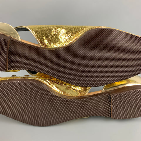PROENZA SCHOULER Talla 7 Zapatos planos metálicos de cuero dorado