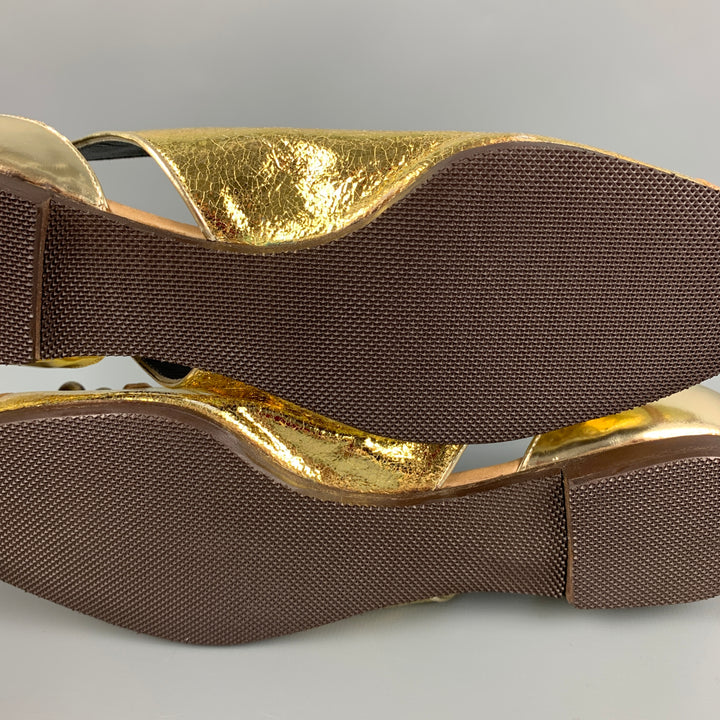 PROENZA SCHOULER Size 7 Gold Leather Metallic Flats