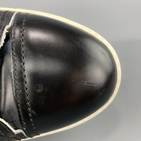 LANVIN Taille US 11 / UK 10 Baskets à lacets en cuir lisse noir