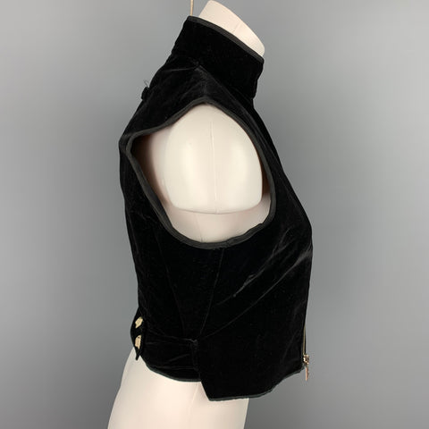 Vintage JEAN PAUL GAULTIER Size 6 Black Velvet Bull Head Button Vest