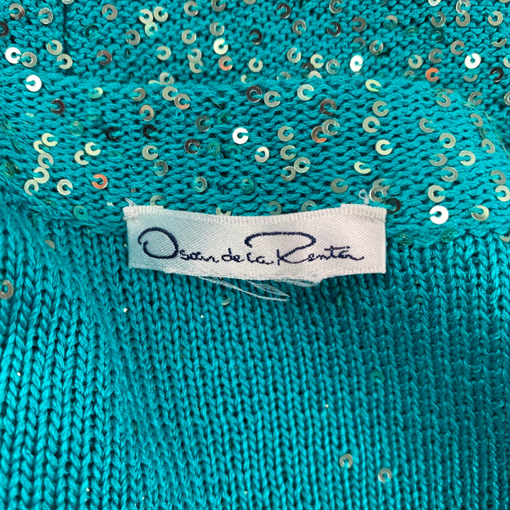 OSCAR DE LA RENTA Size S Aqua & Silver Sequined Cropped Bolero Dress Top