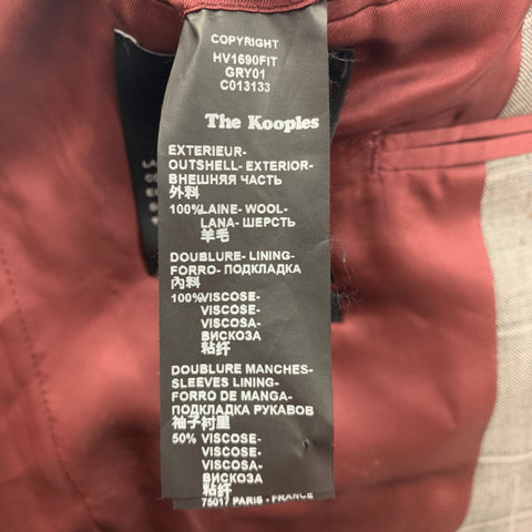 THE KOOPLES Size 36 Grey Window Pane Wool Peak Lapel Sport Coat