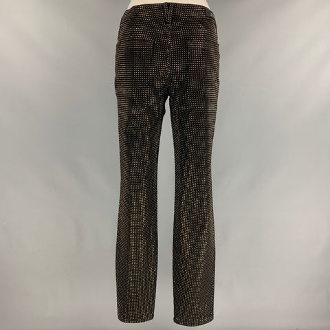 VERSACE COLLECTION Size 30 Black & Gold Studded Cotton Blend Slim Casual Pants