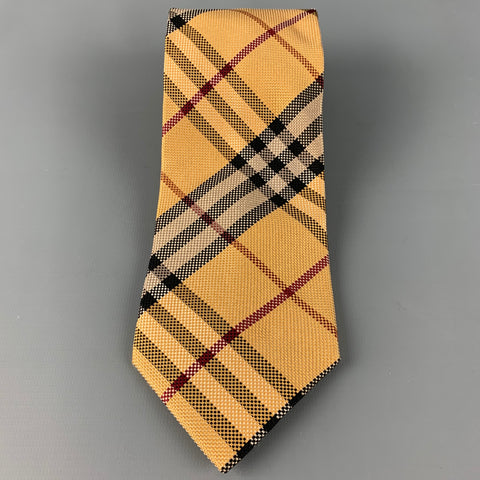 BURBERRY LONDON Beige Red Blue Plaid Silk Tie