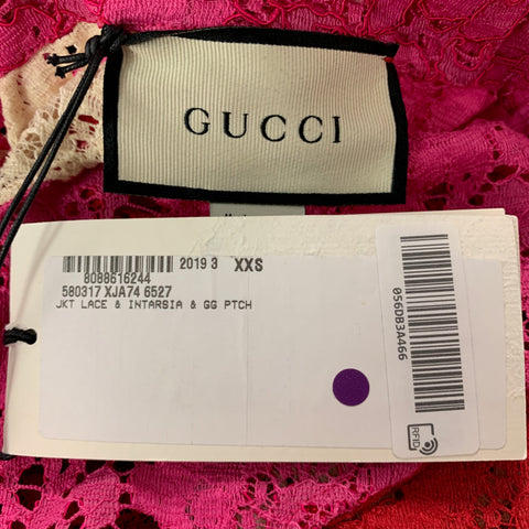 GUCCI Size XXS Red Pink Viscose Color Block Jacket