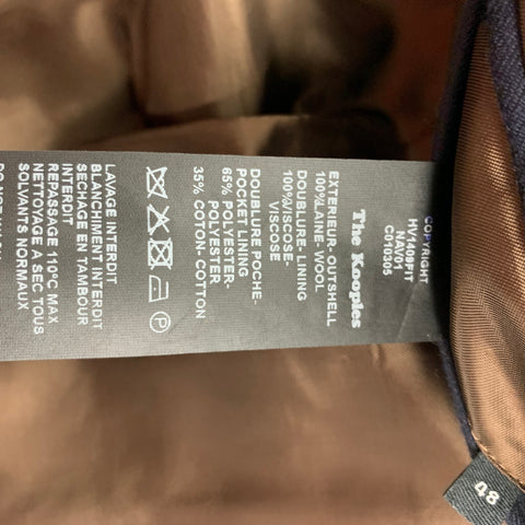 THE KOOPLES Size 38 Navy Wool Notch Lapel Sport Coat