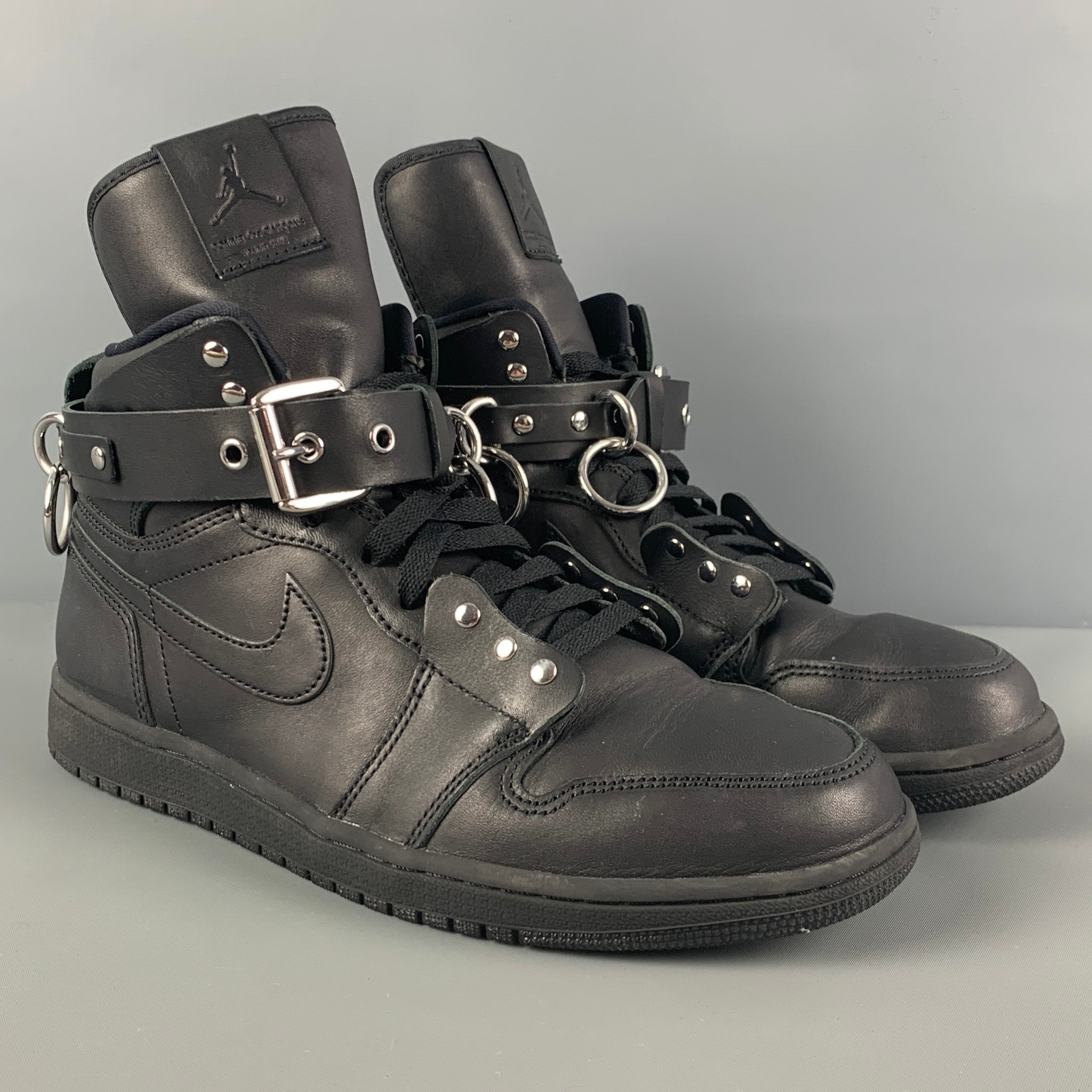 COMME des GARCONS x AJ1 FW19 Bondage Size 10 Black Leather High