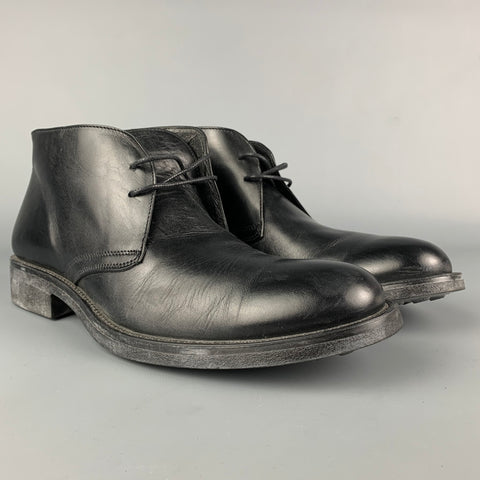 BARNEY'S CO-OP Size 10.5 Black Leather Lace Up Chukka Boots