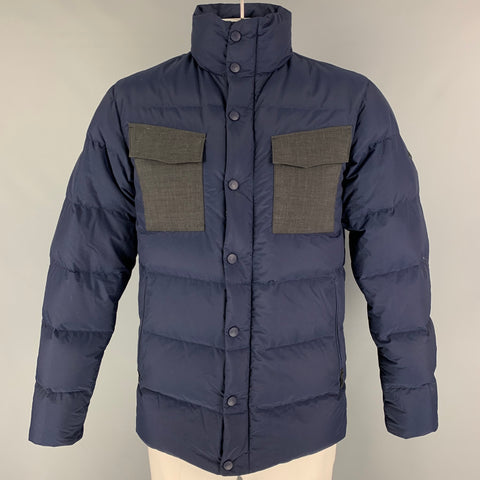 KJUS Size M Navy Grey Quilted Polyamide Zip Up Jacket