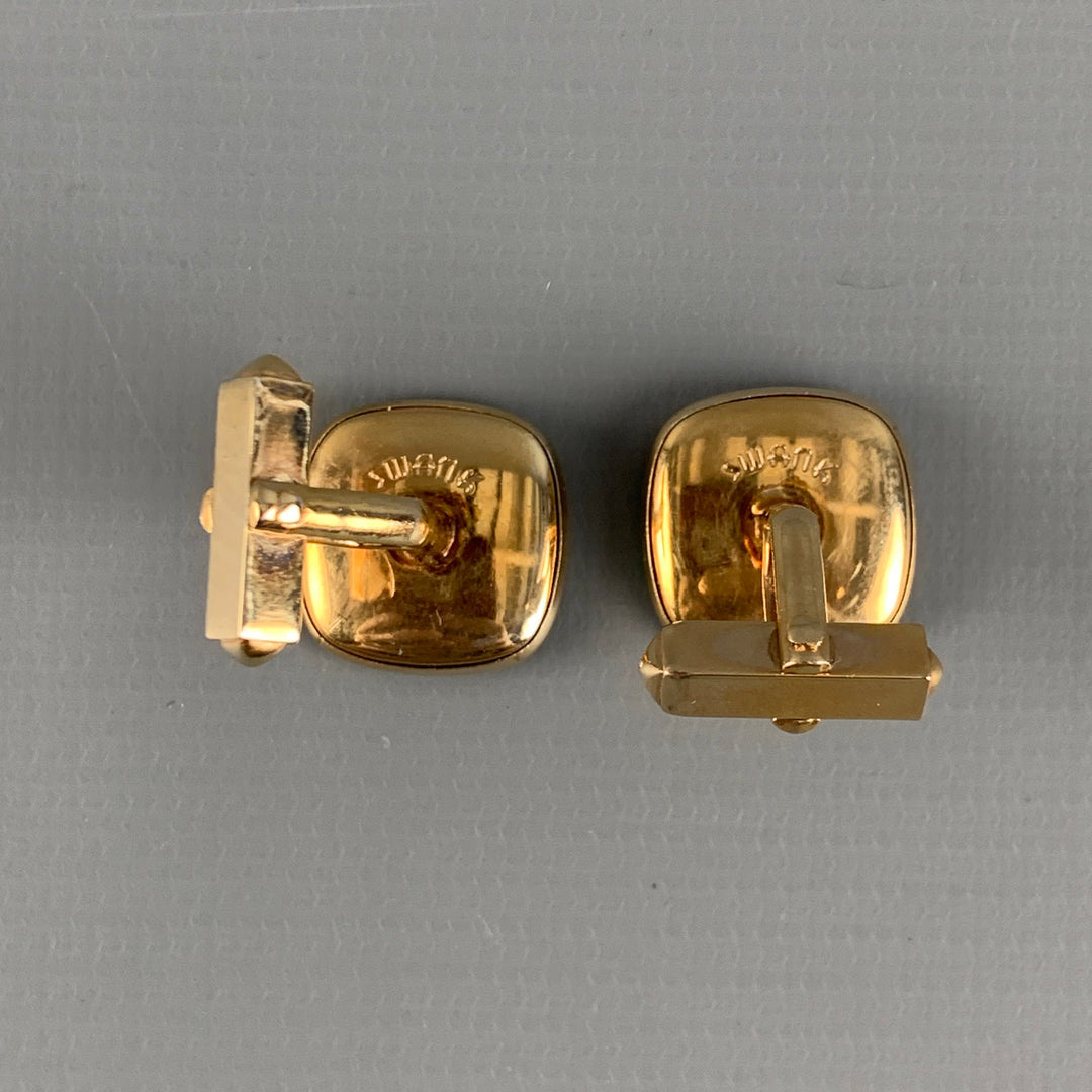 SWANK Gold Mother of Pearl Cuff Links