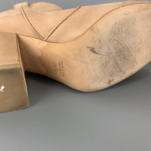 LAURENCE DACADE Size 6.5 Tan Leather Chunky Heel Ankle Boots