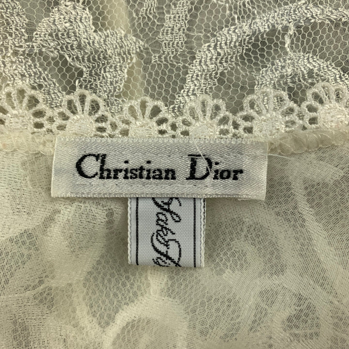 CHRISTIAN DIOR Size M White Lace Polyester Sleeveless Blouse