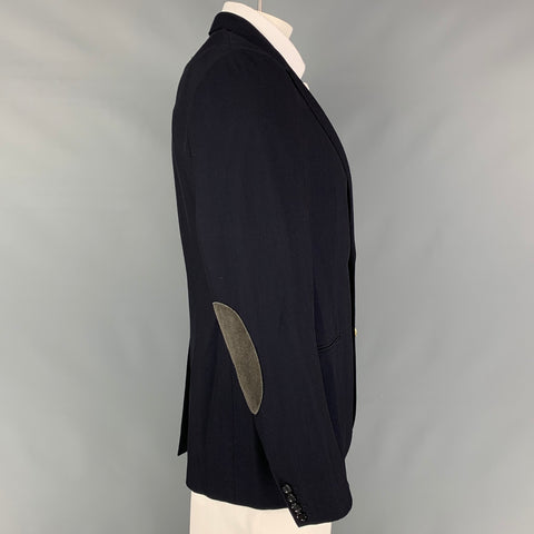 LANVIN Size 44 Regular Navy Wool Viscose Blend Sport Coat