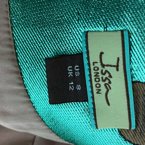 ISSA Size 8 Green Brown &  Green  Polyester Blend Tapestry Below Knee Cocktail Dress