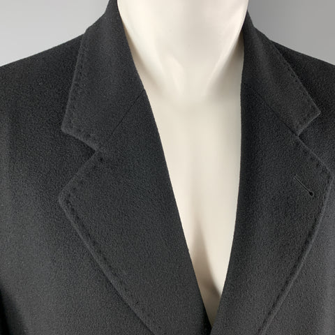 METROPOLITANVIEW Size 40 Black Cashmere top Stitch Notch Lapel Coat
