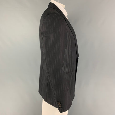 ALEXANDER MCQUEEN Size 44 Black White Patchwork Wool Sport Coat