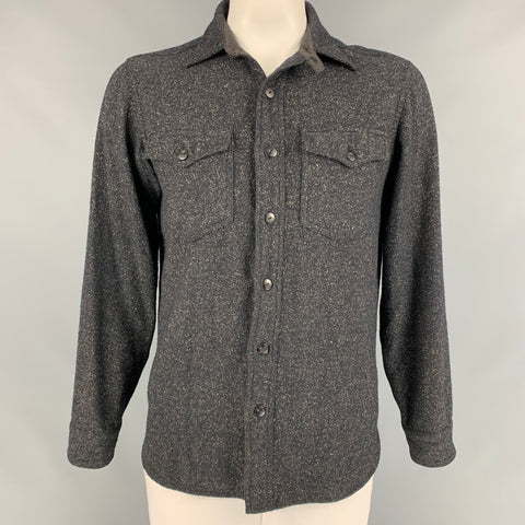 RRL by RALPH LAUREN Size M Black & Oatmeal Heather Wool Blend Long Sleeve Shirt