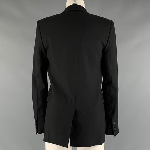 SAINT LAURENT Blazer cruzado de lana virgen negra talla 4