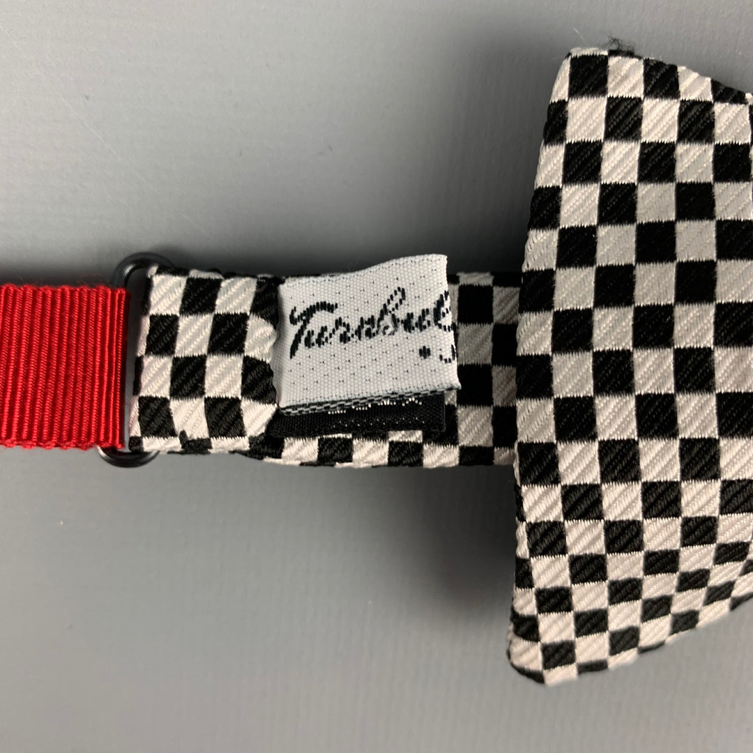 TURNBULL & ASSER Black White Checkered Silk Bow Tie