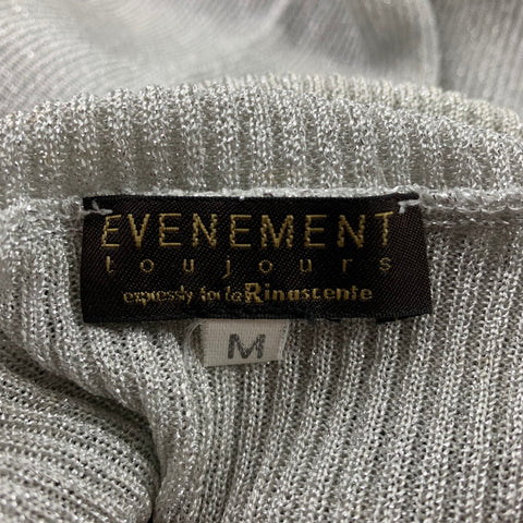EVENEMENT Taille M Argent Tricoté Côtelé Viscose / Polyester Pull Col Roulé
