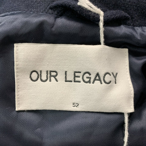 OUR LEGACY Manteau de sport à revers cranté en laine unie et polyester marine taille 42