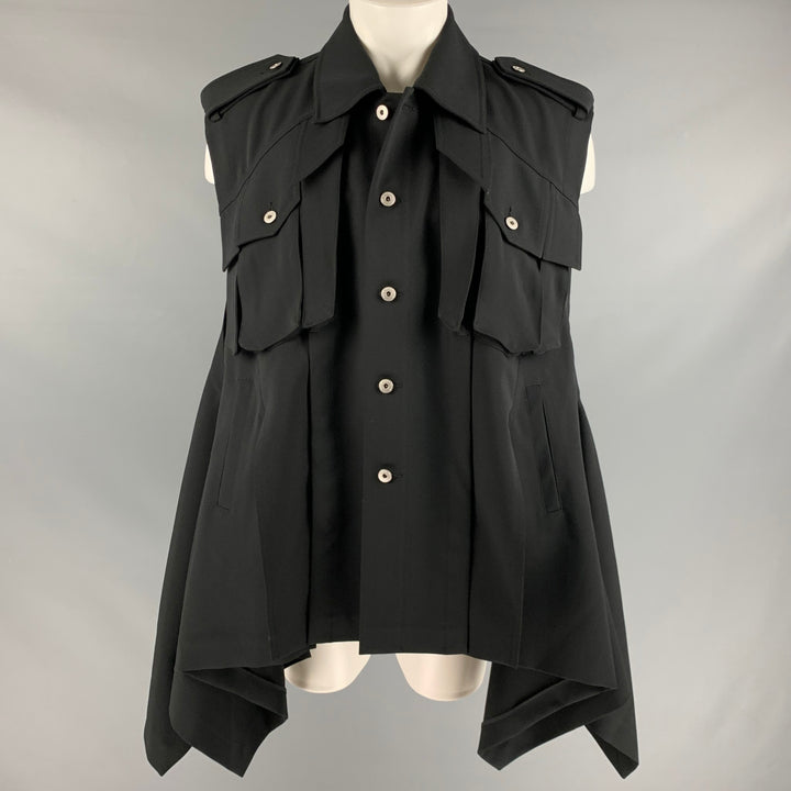 FENG CHEN WANG Size M Black Polyester Asymmetrical Vest