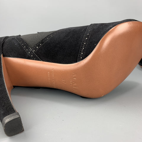 ALAIA Botines puntiagudos con tacón de ante negro talla 7