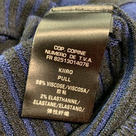 COP. COPAINE Size M Black Navy Viscose Elastane Stripe Boat Neck Casual Top