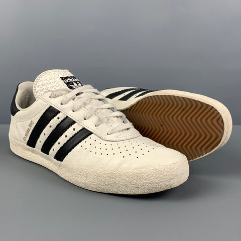 ADIDAS Size 8.5 White Black Leather Low Top 350 Sneakers