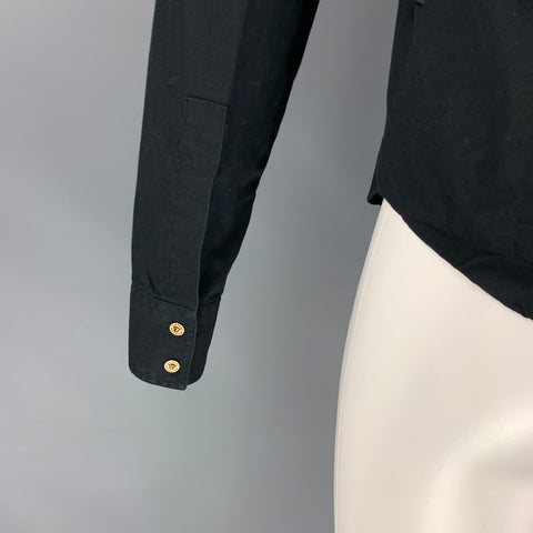 VERSACE JEANS COUTURE Size M Black Cotton Snaps Long Sleeve Shirt