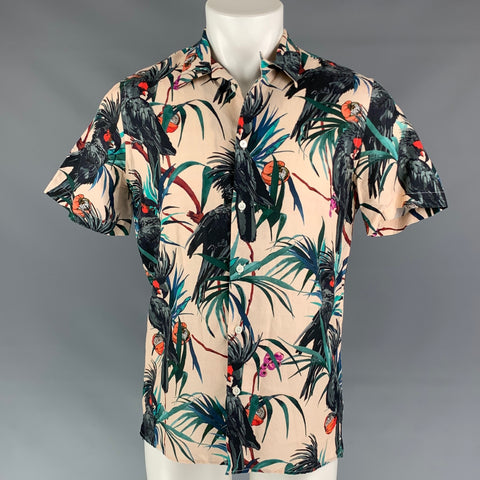 PS by PAUL SMITH Size S Multi-Color Print Cotton / Linen Camp Short Sleeve Shirt
