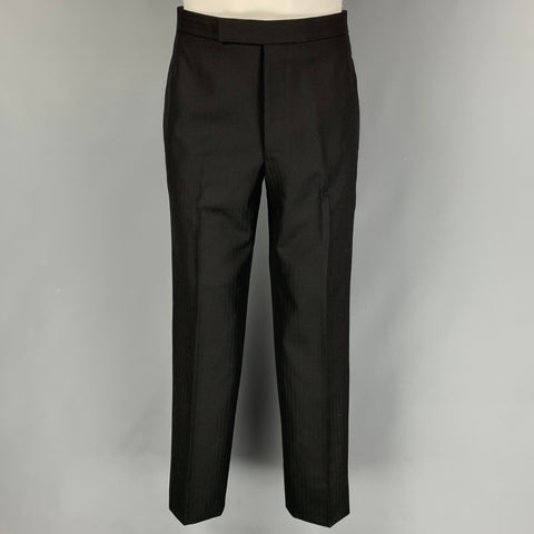 THOM BROWNE for NEIMAN MARCUS Size S Black on Black Herringbone Tuxedo Suit