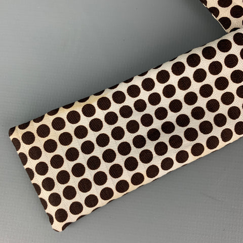 VINTAGE Noeud papillon à pois marron blanc