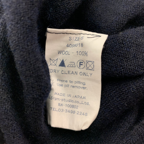45rpm Size L Navy Knitted Wool V-Neck Pullover