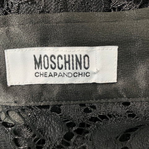 MOSCHINO Taille M Haut boutonné en polyamide dentelle noire