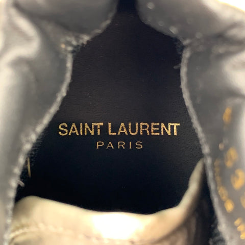 SAINT LAURENT Talla 9 Zapatillas altas de cuero envejecido plateadas