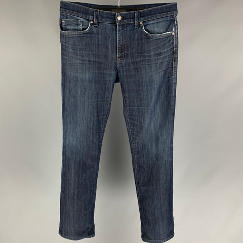 FIDELITY Talla 36 Jeans rectos de algodón / poliéster azul
