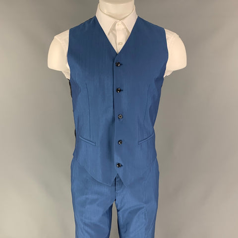 DOLCE &amp; GABBANA Taille 38 Costume 3 Pièces En Laine / Soie Bleu Régulier