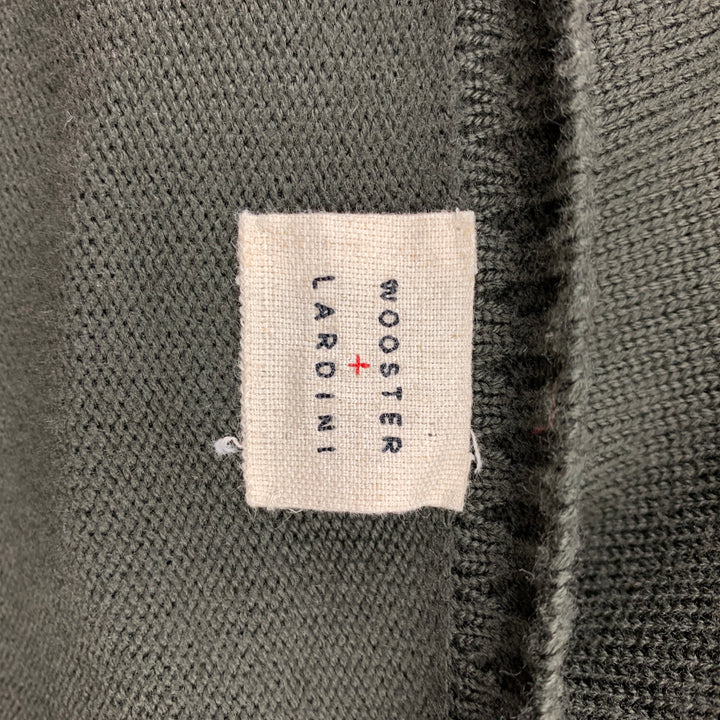 WOOSTER + LARDINI Size M Olive Knitted Wool Buttoned Cardigan
