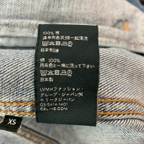 CELINE Size XS Blue Distressed Cotton Trucker Jacket
