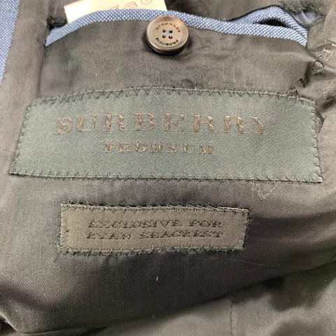 BURBERRY PRORSUM Size 38 Regular Blue Wool / Mohair Notch Lapel Suit