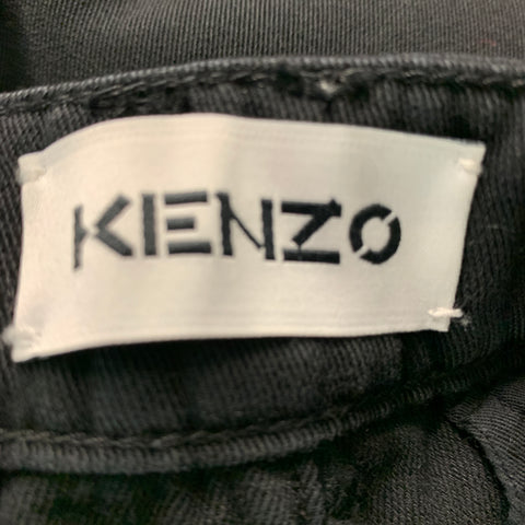 KENZO Size 32 Black Twill Cotton Wide Leg Casual Pants
