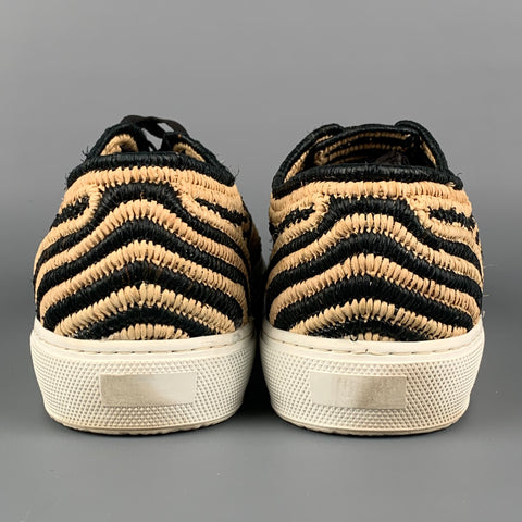 ROBERT CLERGERIE Size 8 Black Natural Woven Lace Up Sneakers