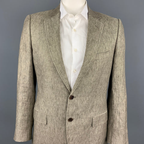 DOLCE & GABBANA Luxury Size 42 Taupe Heather Linen Notch Lapel Sport Coat