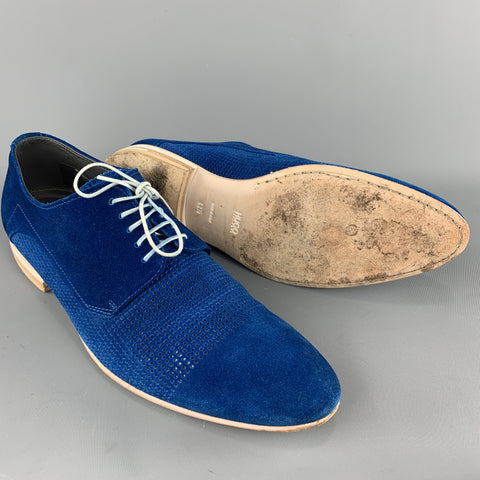 HUGO BOSS Taille 9,5 Lacets pointus en daim perforé bleu