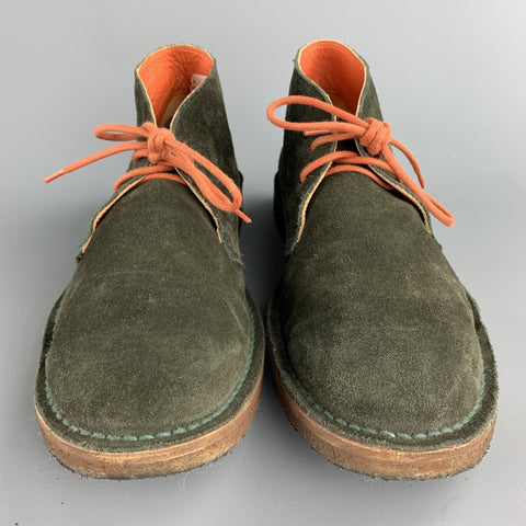 RALPH LAUREN Size 8.5 Forest Green Suede Lace Up Boots