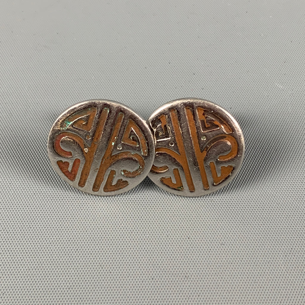 Boutons De Manchette Vintage Swank - Métal Argenté - Style Géométrique - Occasion États-Unis