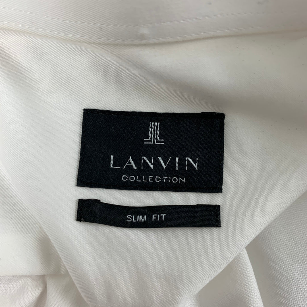 LANVIN Size L White Cotton Short Sleeve Shirt