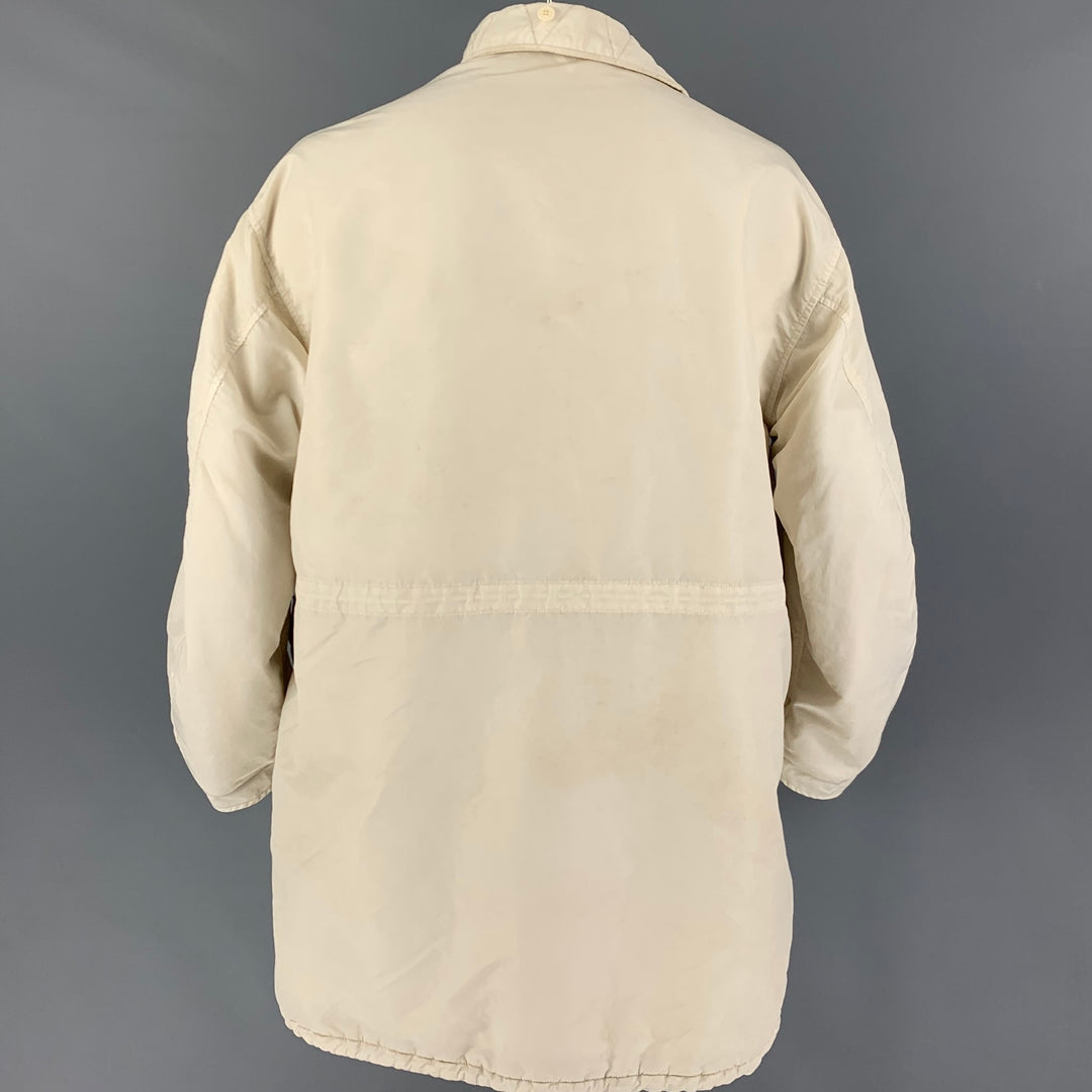 VISVIM Taille S Manteau Valdez Khampa asymétrique en nylon blanc cassé