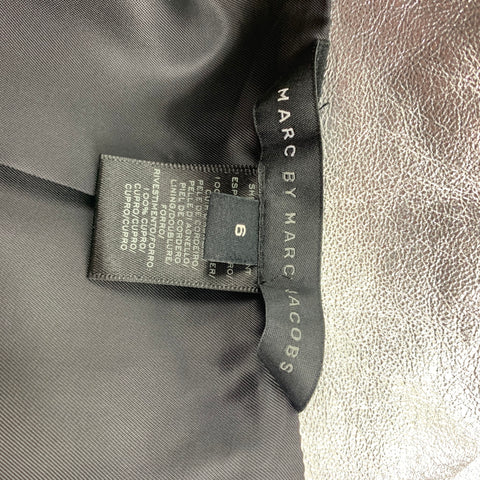 MARC by MARC JACOBS Size 6 Silver Leather Studded Rhinestones Cropped Jacket